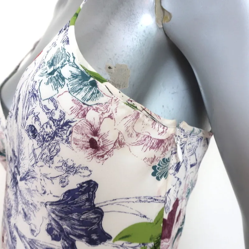 Cinq a Sept Midi Slip Dress Emmalyn White Printed Silk Size 4