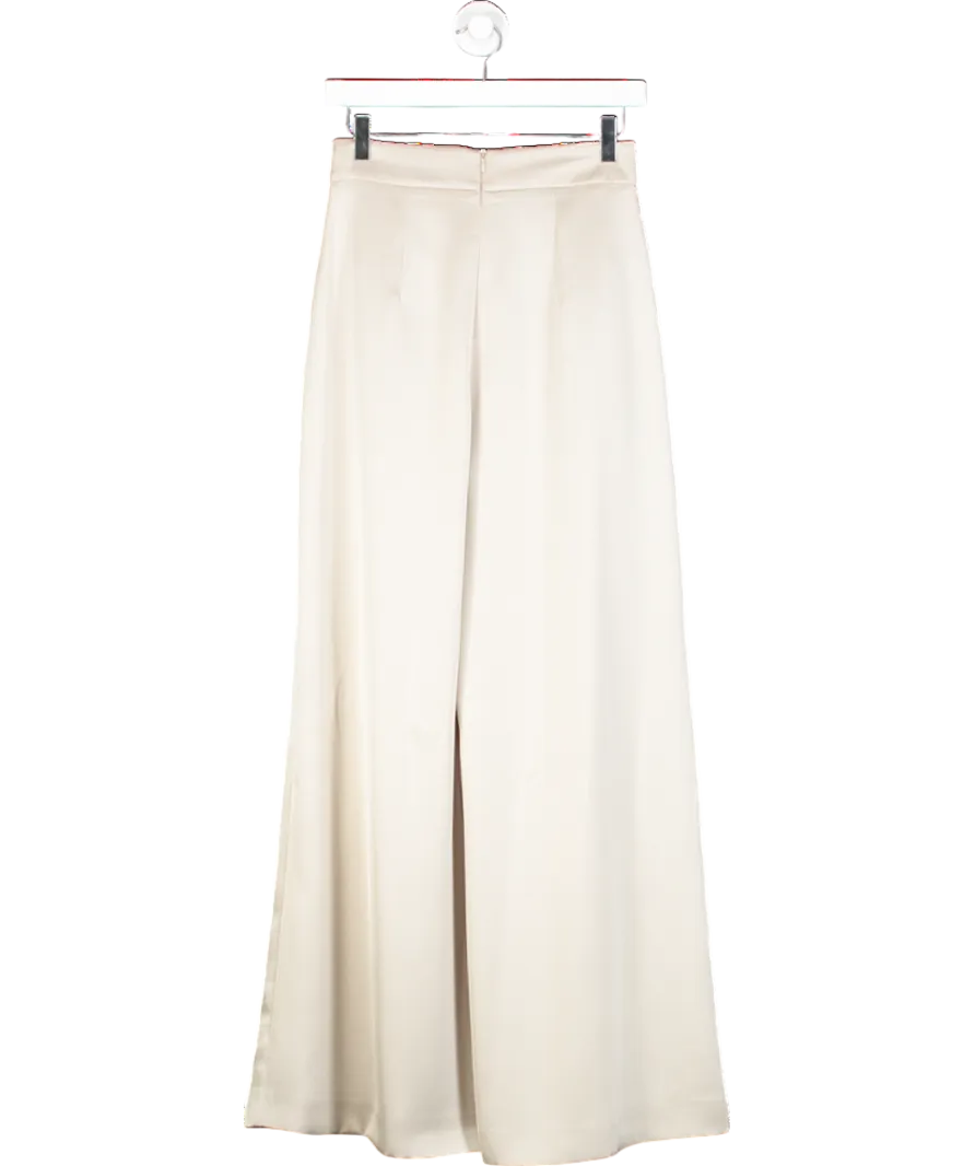 Coast Beige X Norman Hartnell Premium Satin Wide Leg Trousers UK 8