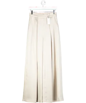 Coast Beige X Norman Hartnell Premium Satin Wide Leg Trousers UK 8