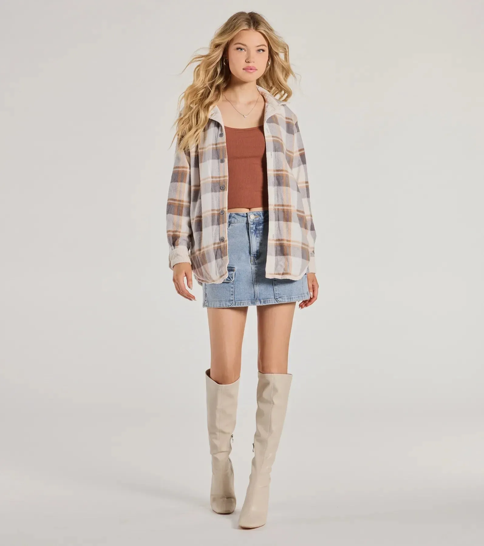 Comfy Season Corduroy And Flannel Reversible Shacket