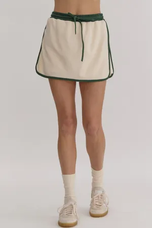 Contrast Drawstring Skirt {Ecru}