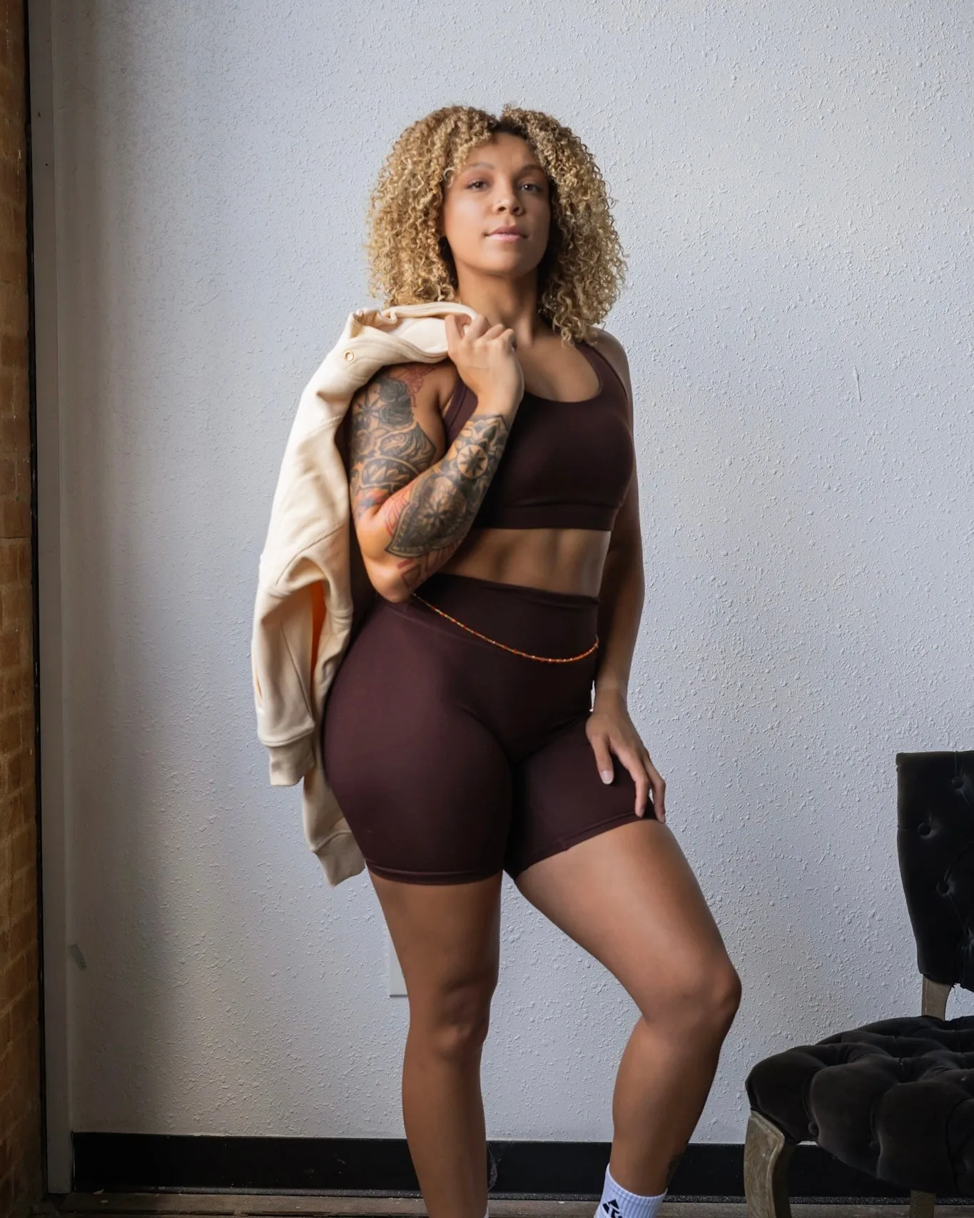 Core High Waisted Shorts - Brown