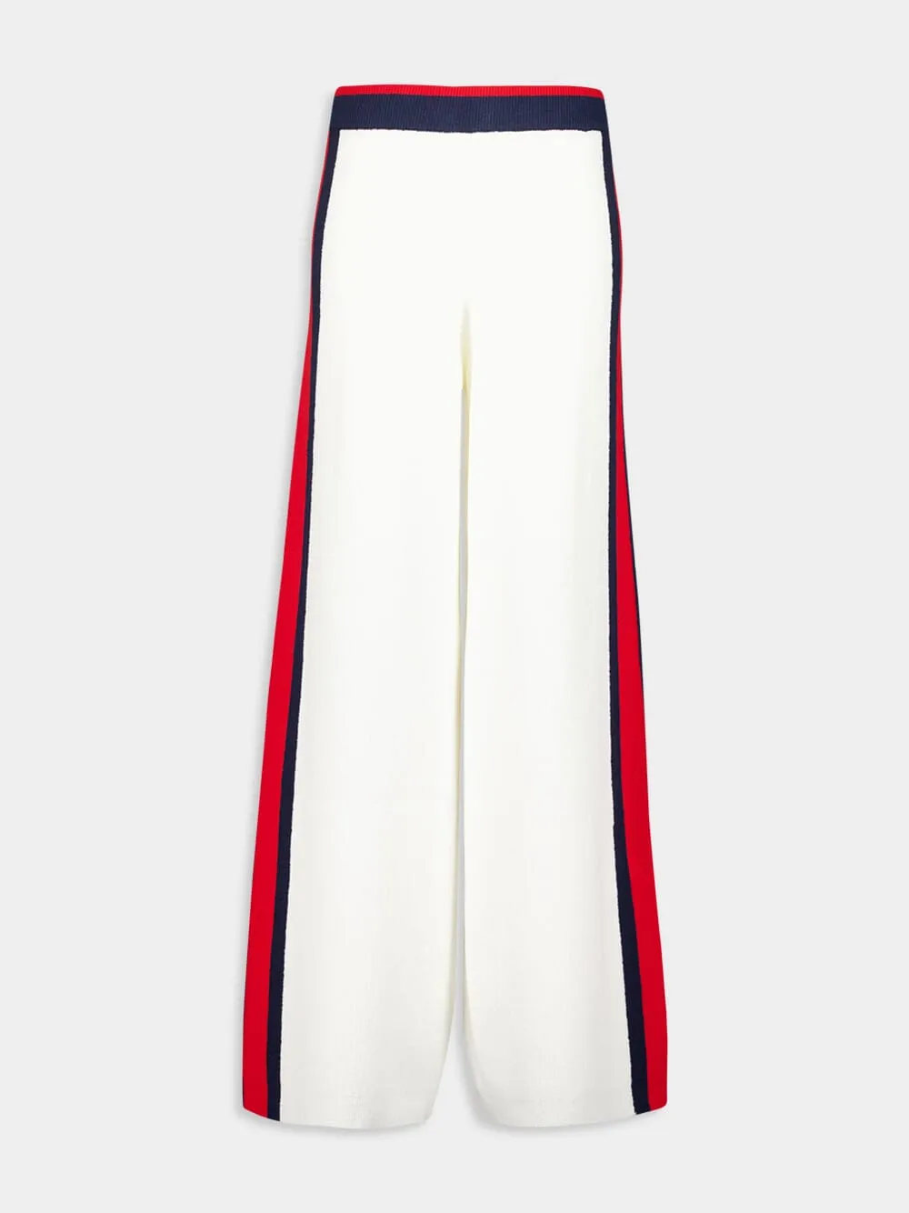 Cotton Wide-Leg Pants with Contrast Stripes