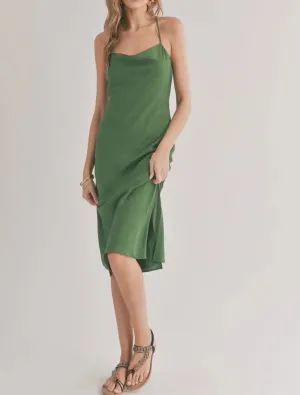 COWL NECKLINE MIDI DRESS WITH SHAWL