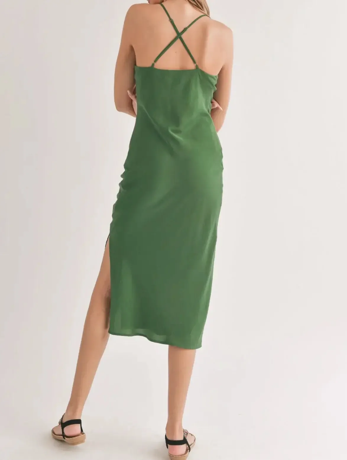 COWL NECKLINE MIDI DRESS WITH SHAWL