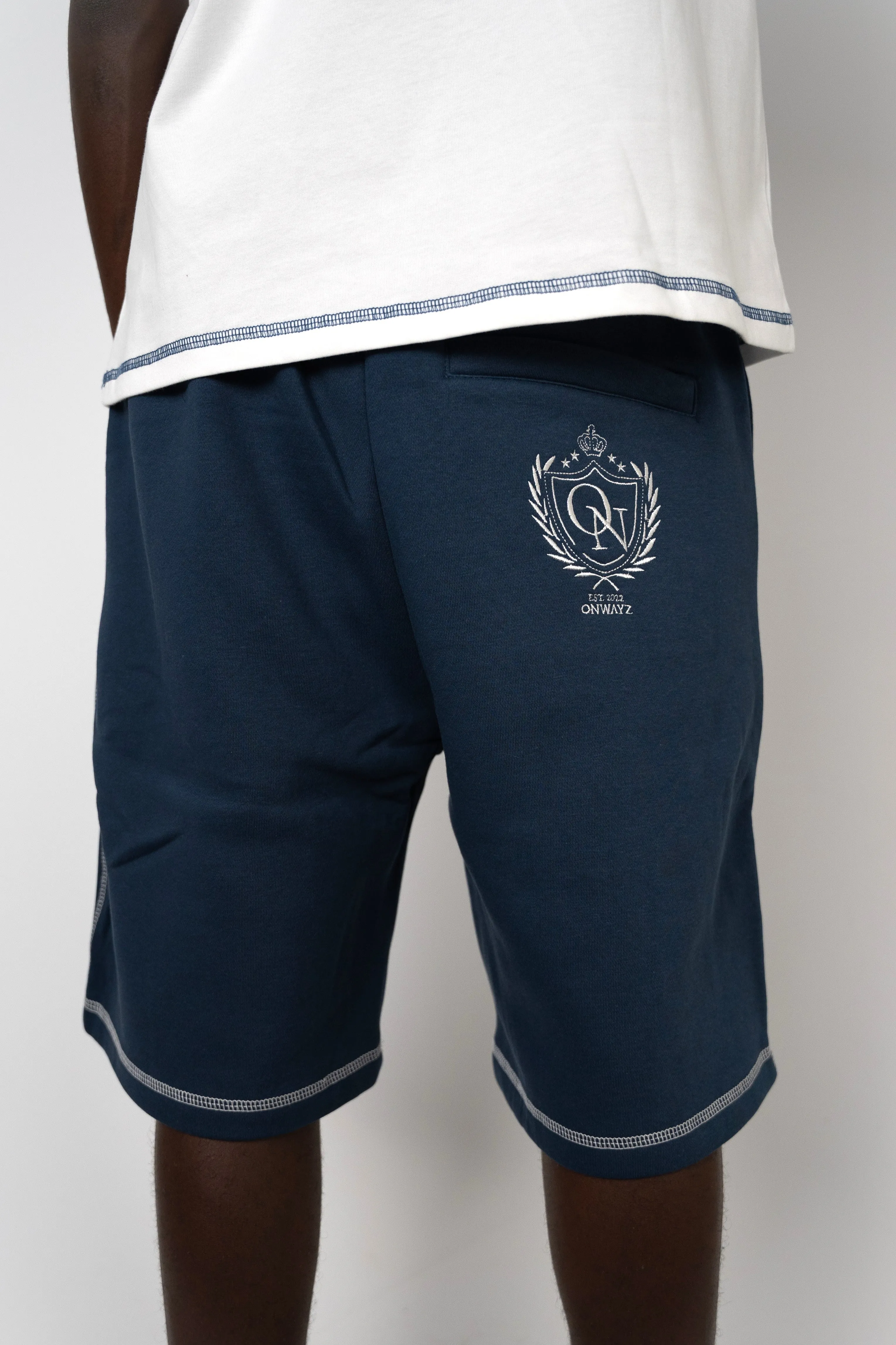 Crest Stitch Shorts - Navy