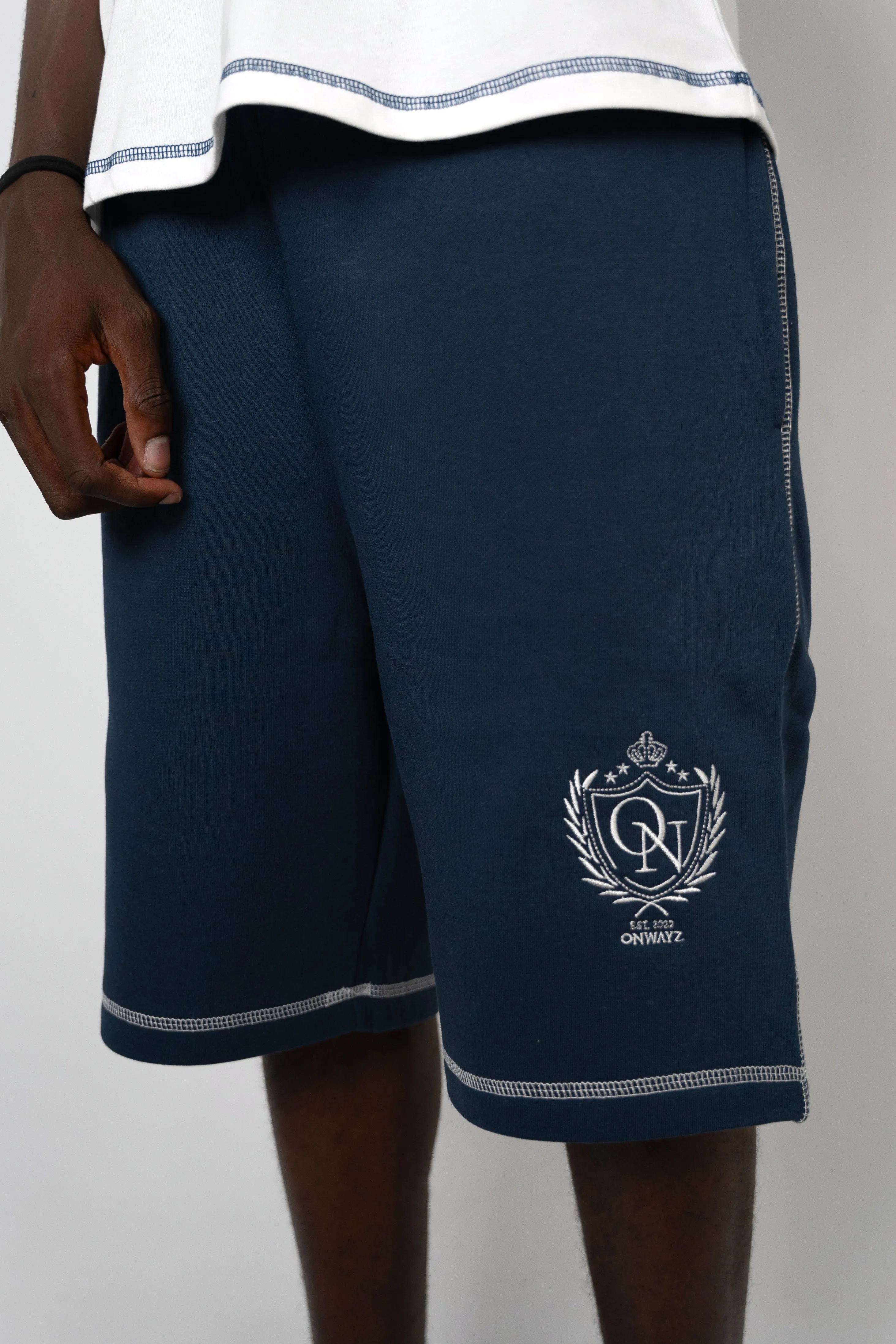 Crest Stitch Shorts - Navy