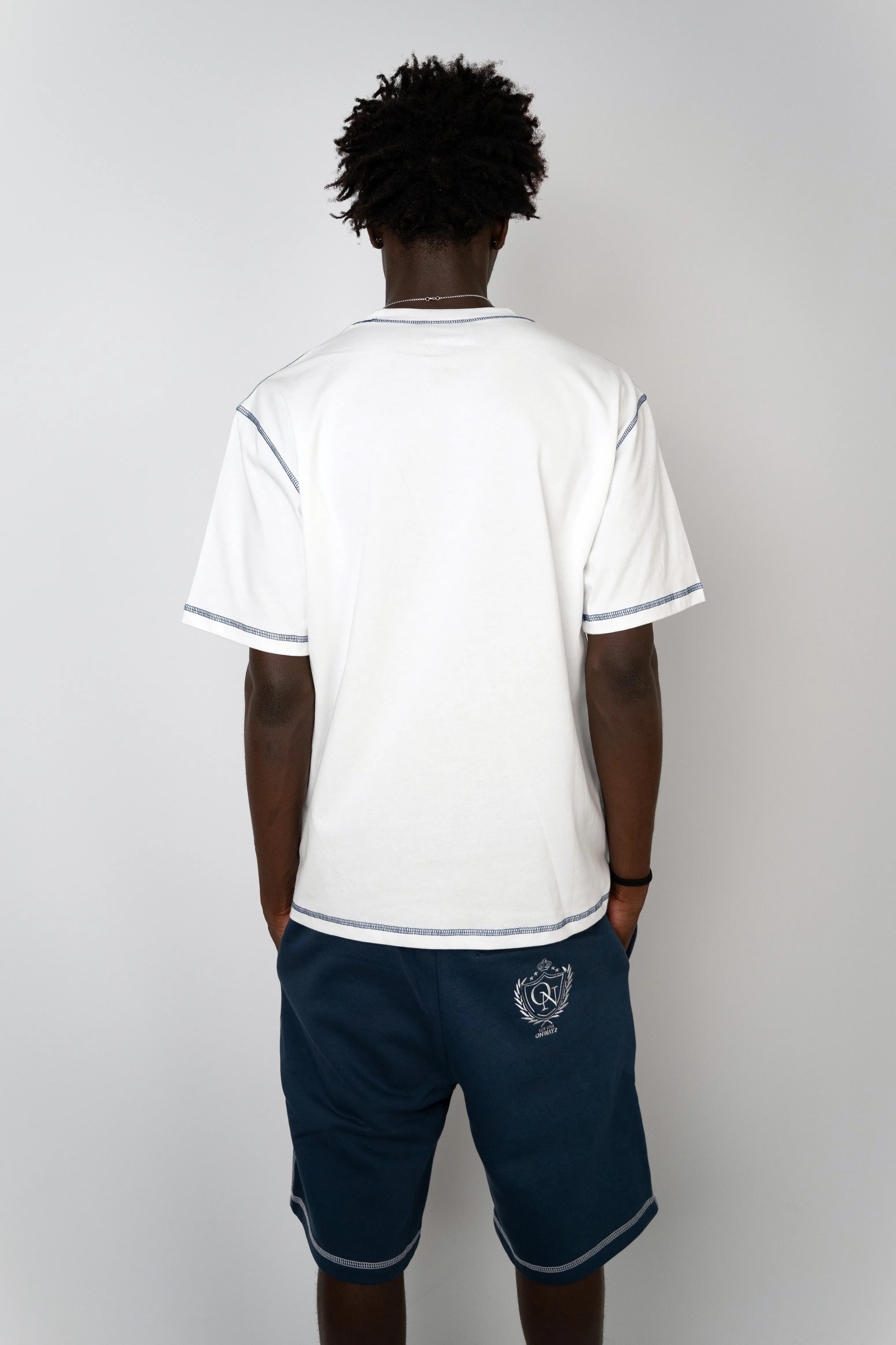 Crest Stitch Shorts - Navy