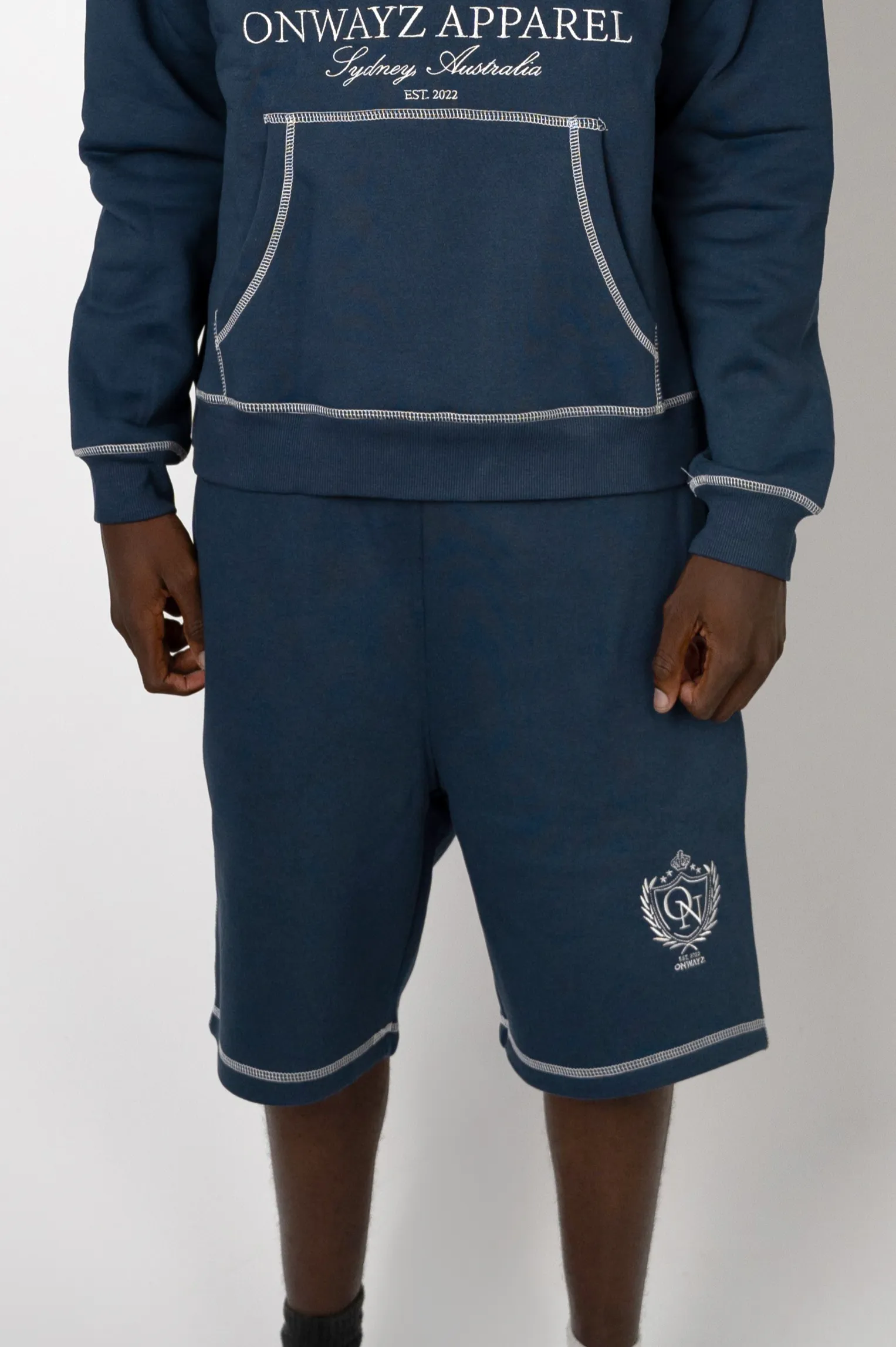 Crest Stitch Shorts - Navy