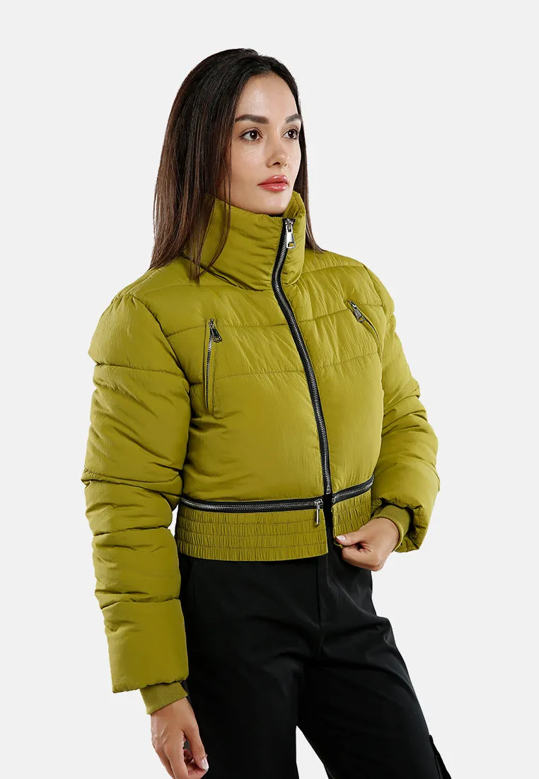 Cropped Detachable Turtleneck Puffer Jacket