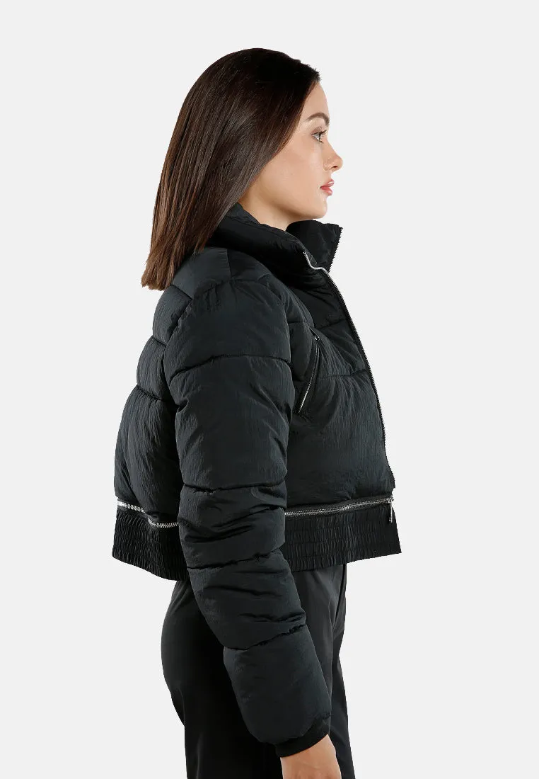 Cropped Detachable Turtleneck Puffer Jacket