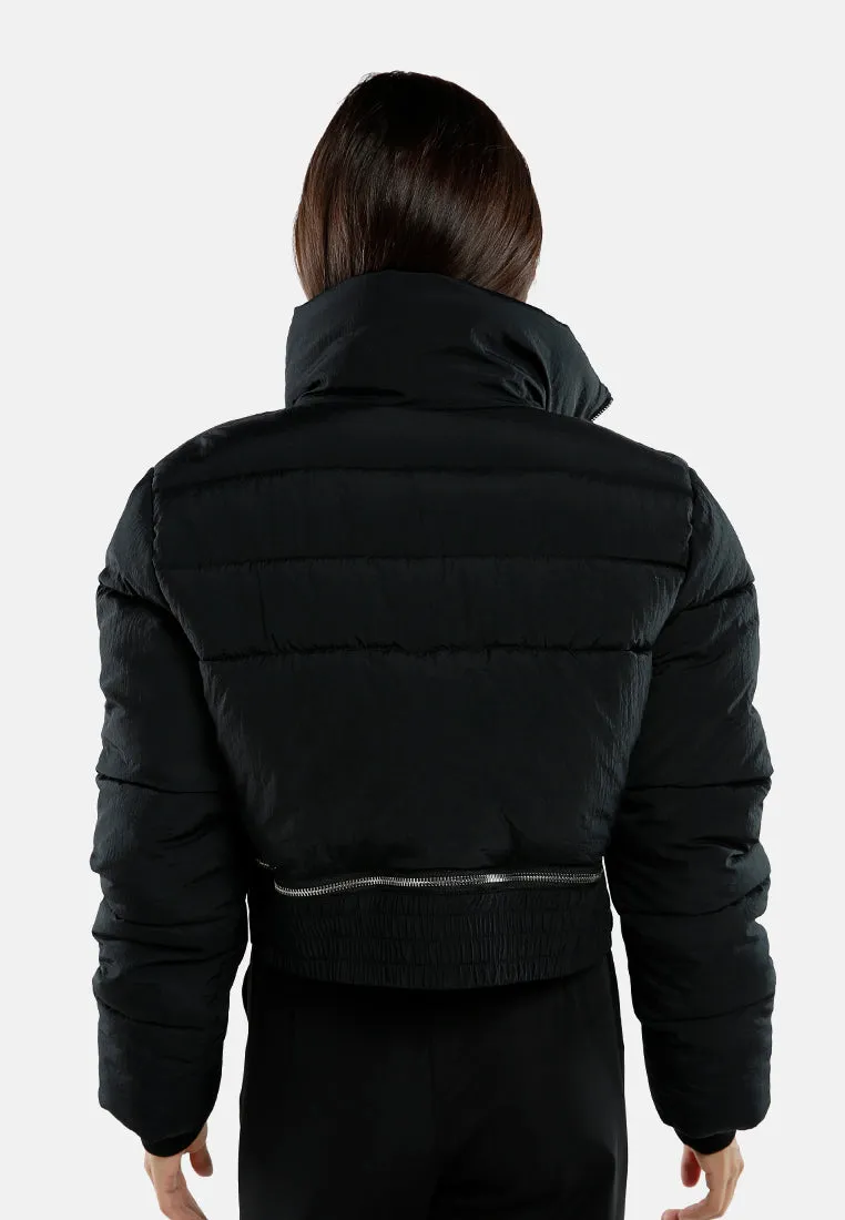 Cropped Detachable Turtleneck Puffer Jacket