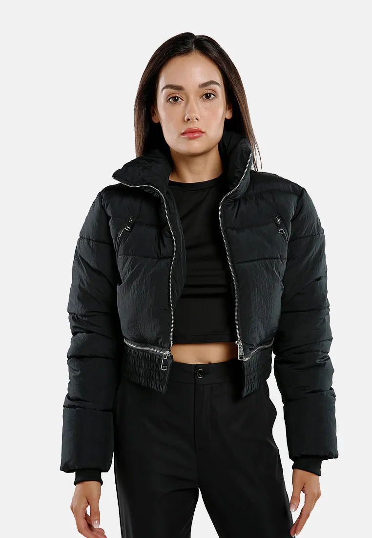 Cropped Detachable Turtleneck Puffer Jacket