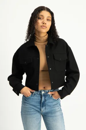 Cropped Melton Shacket