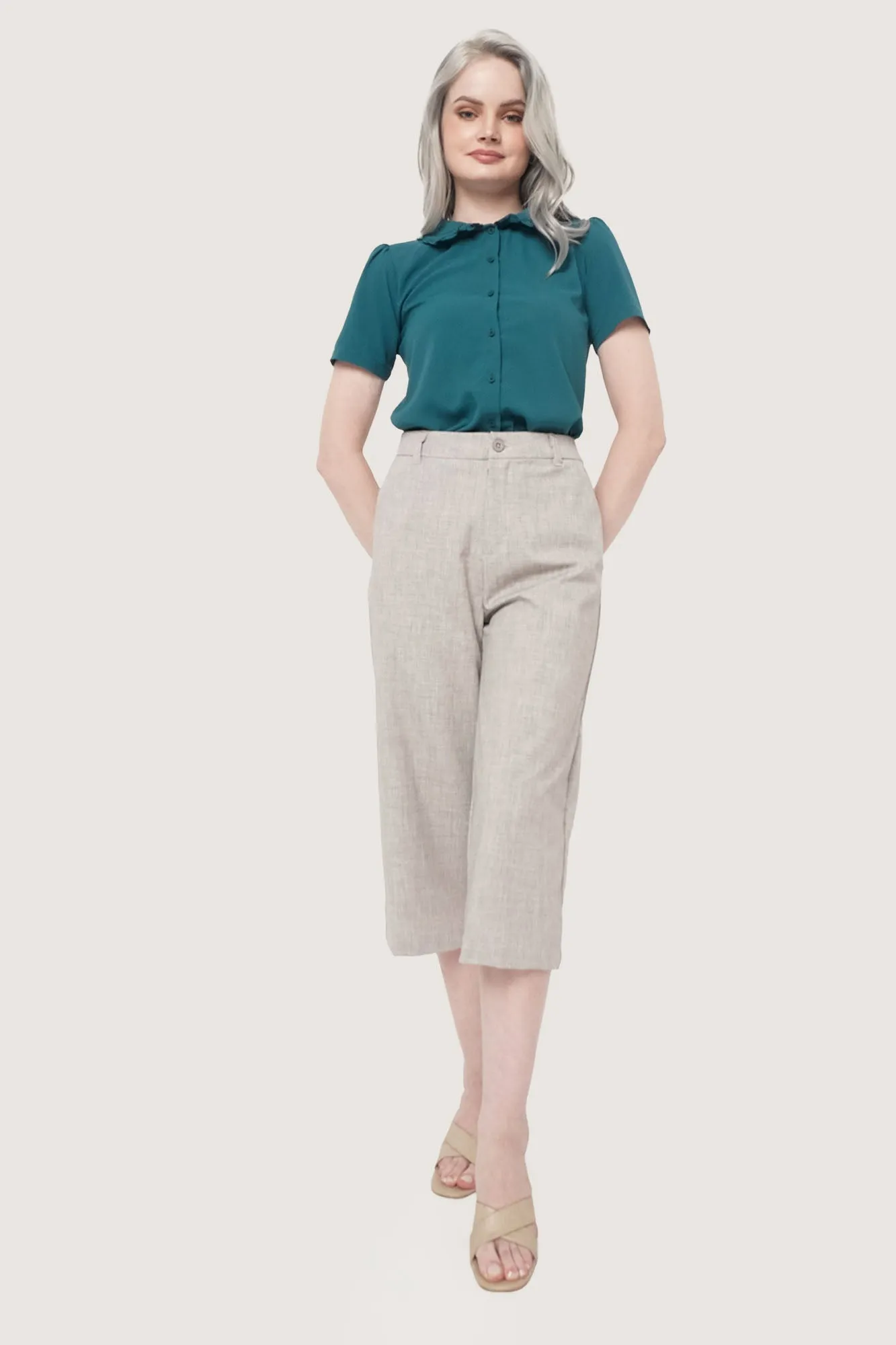 Cropped Wide Leg Trousers