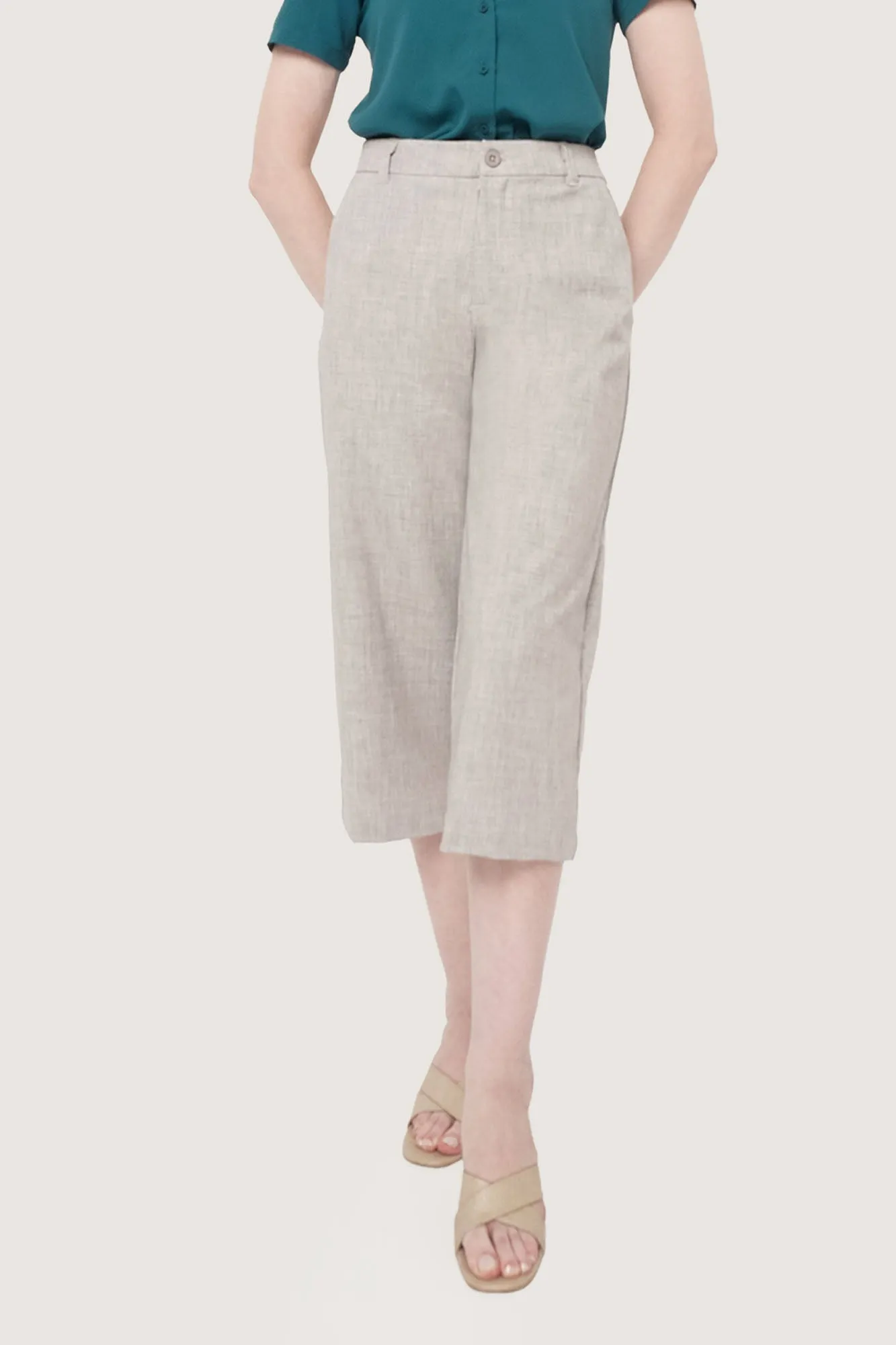 Cropped Wide Leg Trousers