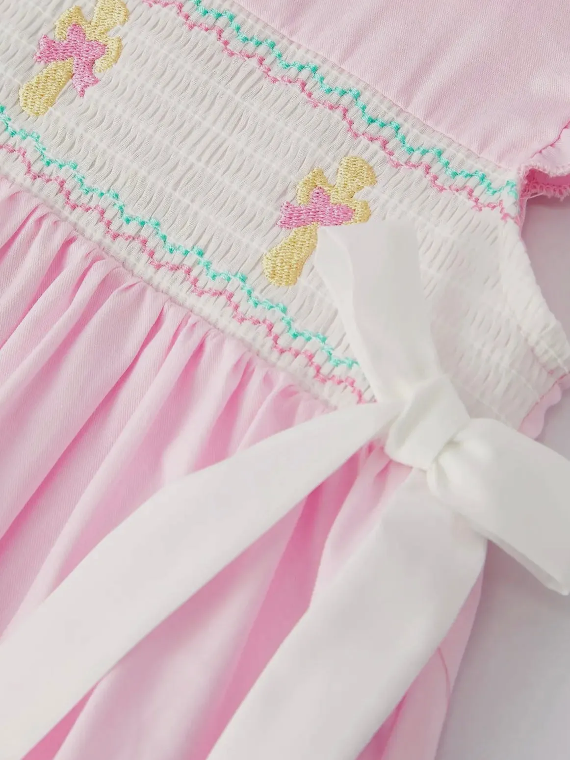 Cross Smocked Dress: Light Pink