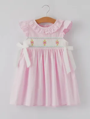 Cross Smocked Dress: Light Pink