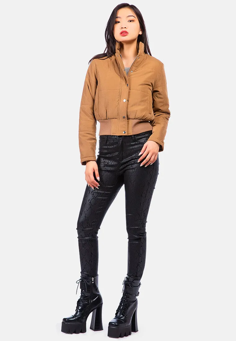 Cut-Out Collar Puffer Jacket