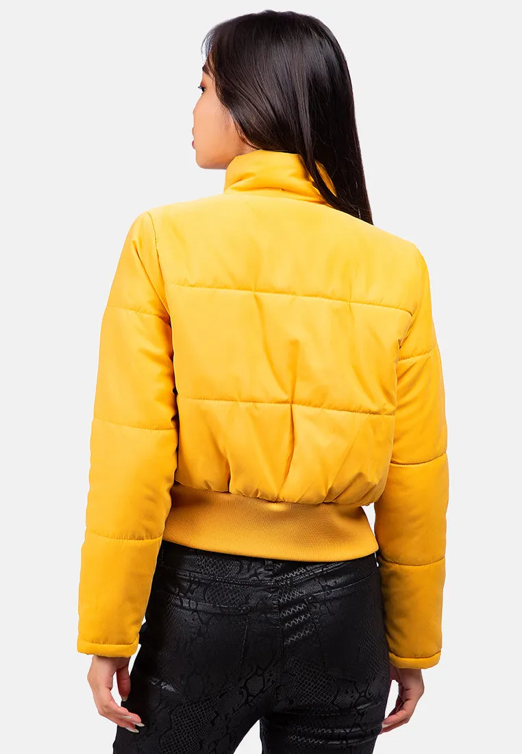 Cut-Out Collar Puffer Jacket