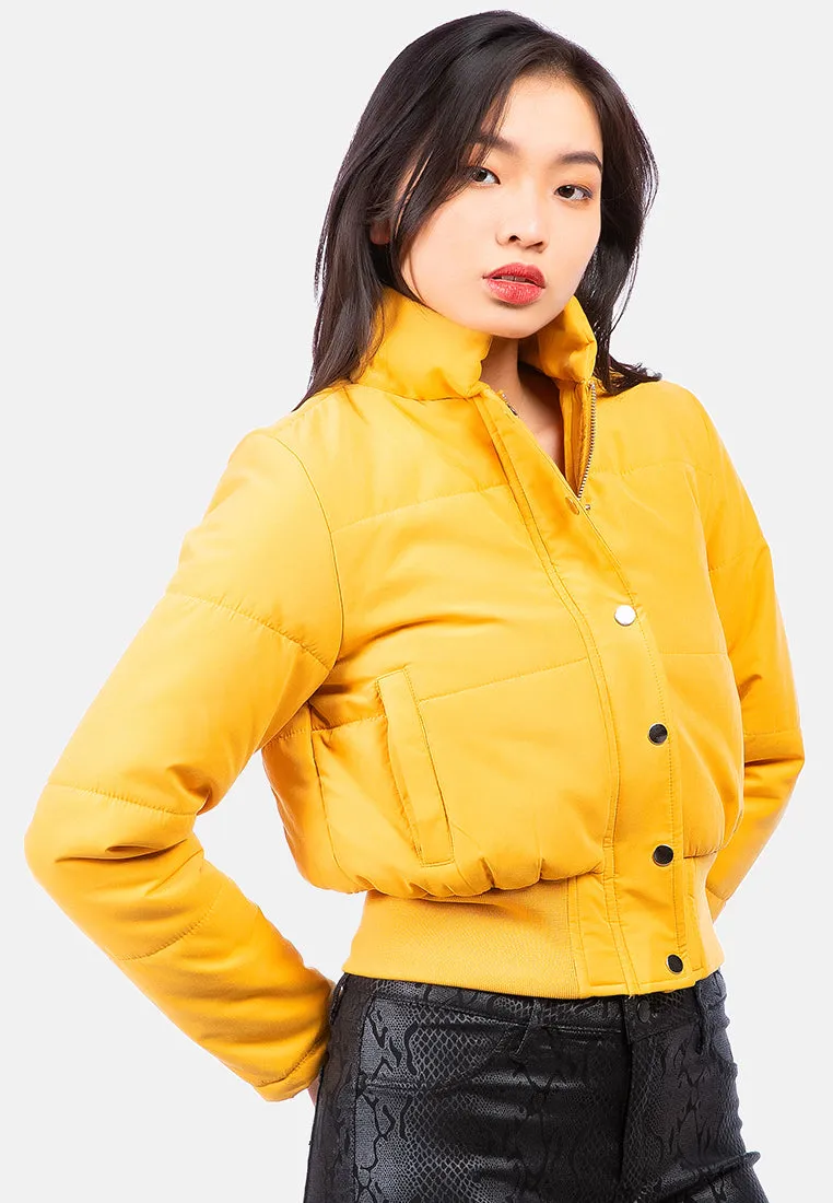 Cut-Out Collar Puffer Jacket