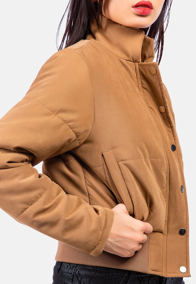 Cut-Out Collar Puffer Jacket