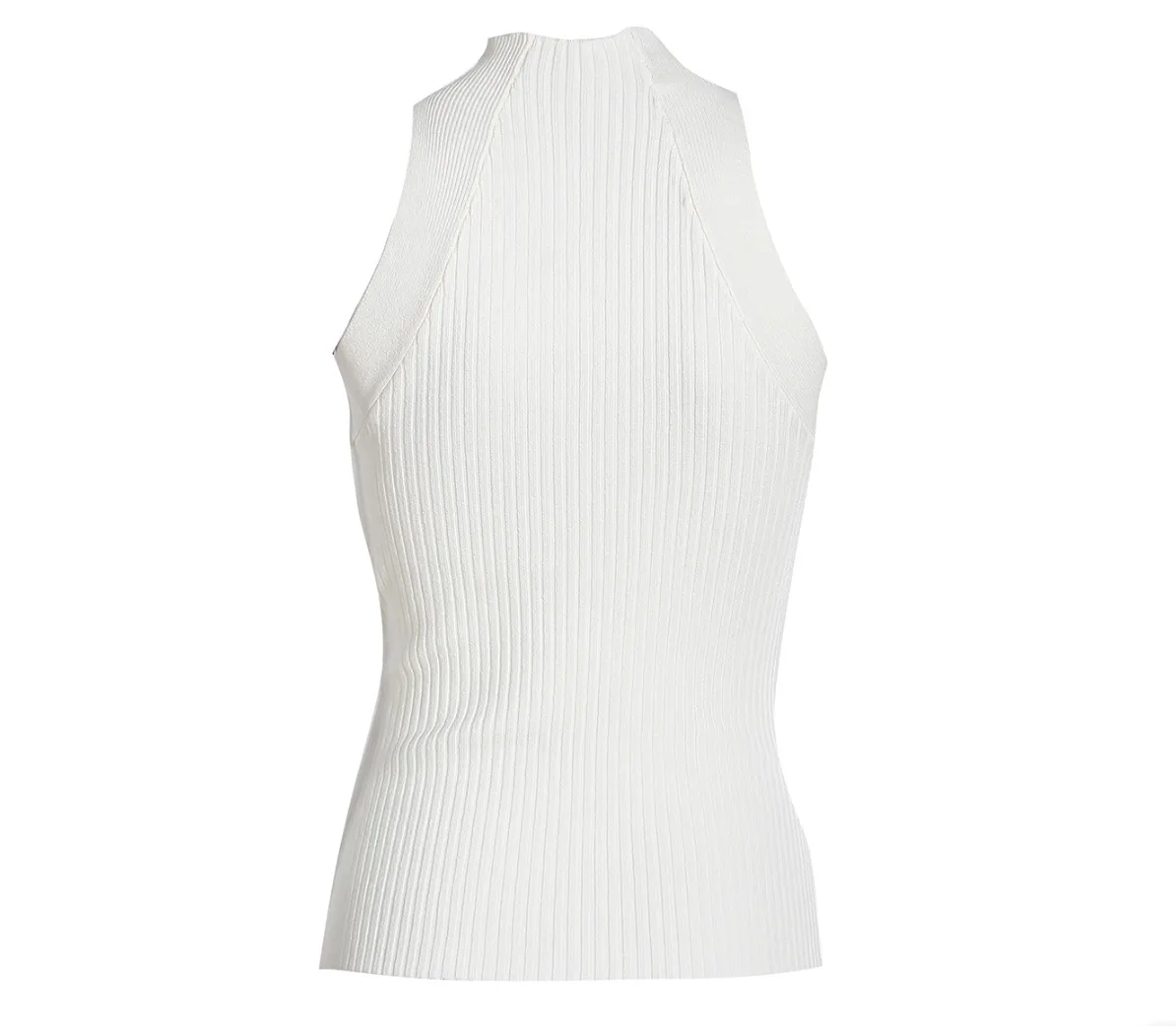 Cut Out High Neck Rib Knit Tank Top