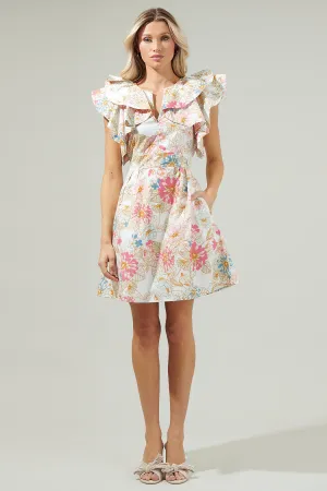 Day Lily Floral Ruffle Mini Dress