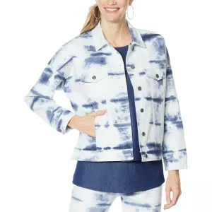 DG2 by Diane Gilman Tie Dye Printed Boxy Jean Jacket