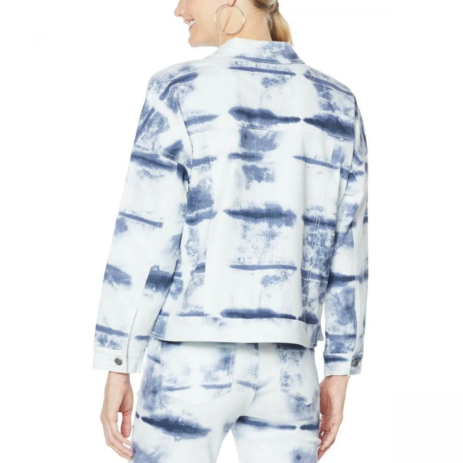 DG2 by Diane Gilman Tie Dye Printed Boxy Jean Jacket