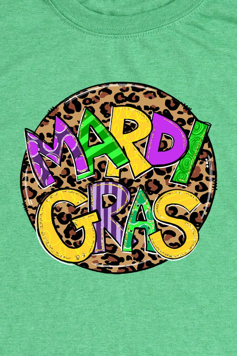Doodle Leopard Mardi Gras Softstyle Adult T-Shirt