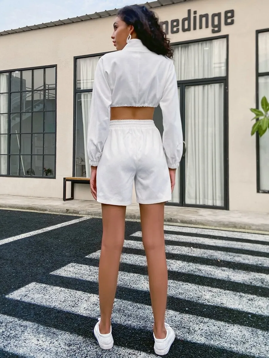 Double Crazy Drawstring Waist Pocket Patched Shorts