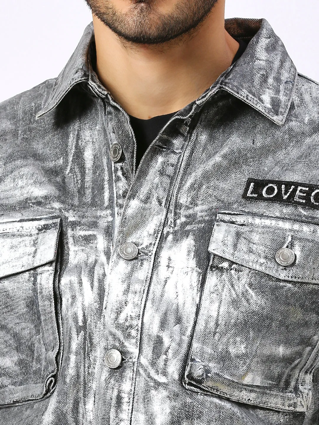 DR Men's Silver Denim Shacket