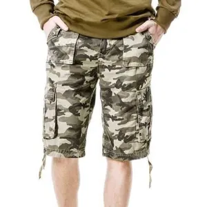 Drawstring Hem Camo Pockets Cargo Shorts - Light Khaki L
