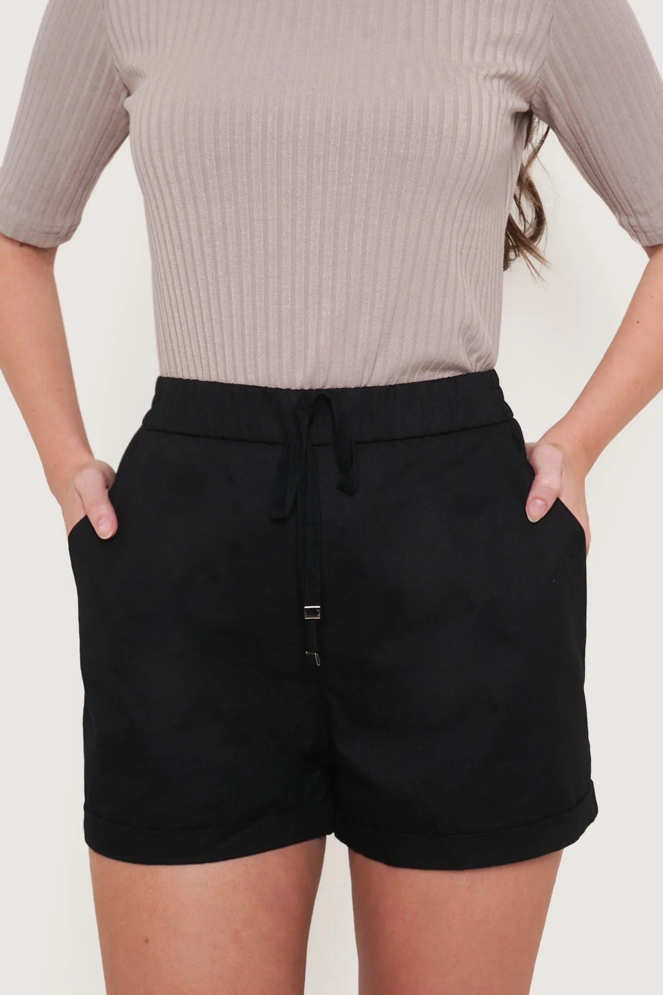 Drawstring Pull Up Shorts