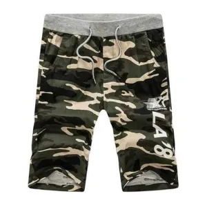 Drawstring Waist Graphic Camouflage Shorts - Army Green 2xl