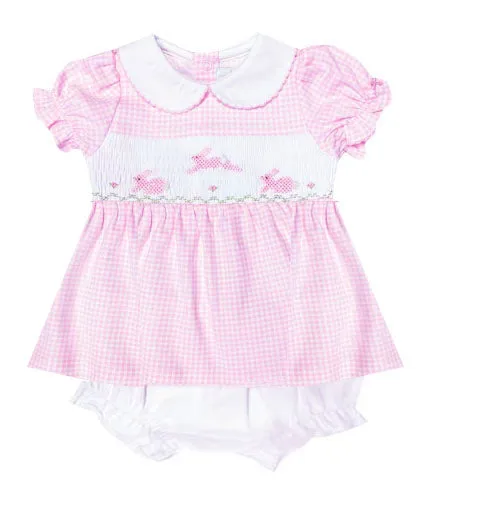 Easter Bunnies Hand Smocked Baby Girl Dress