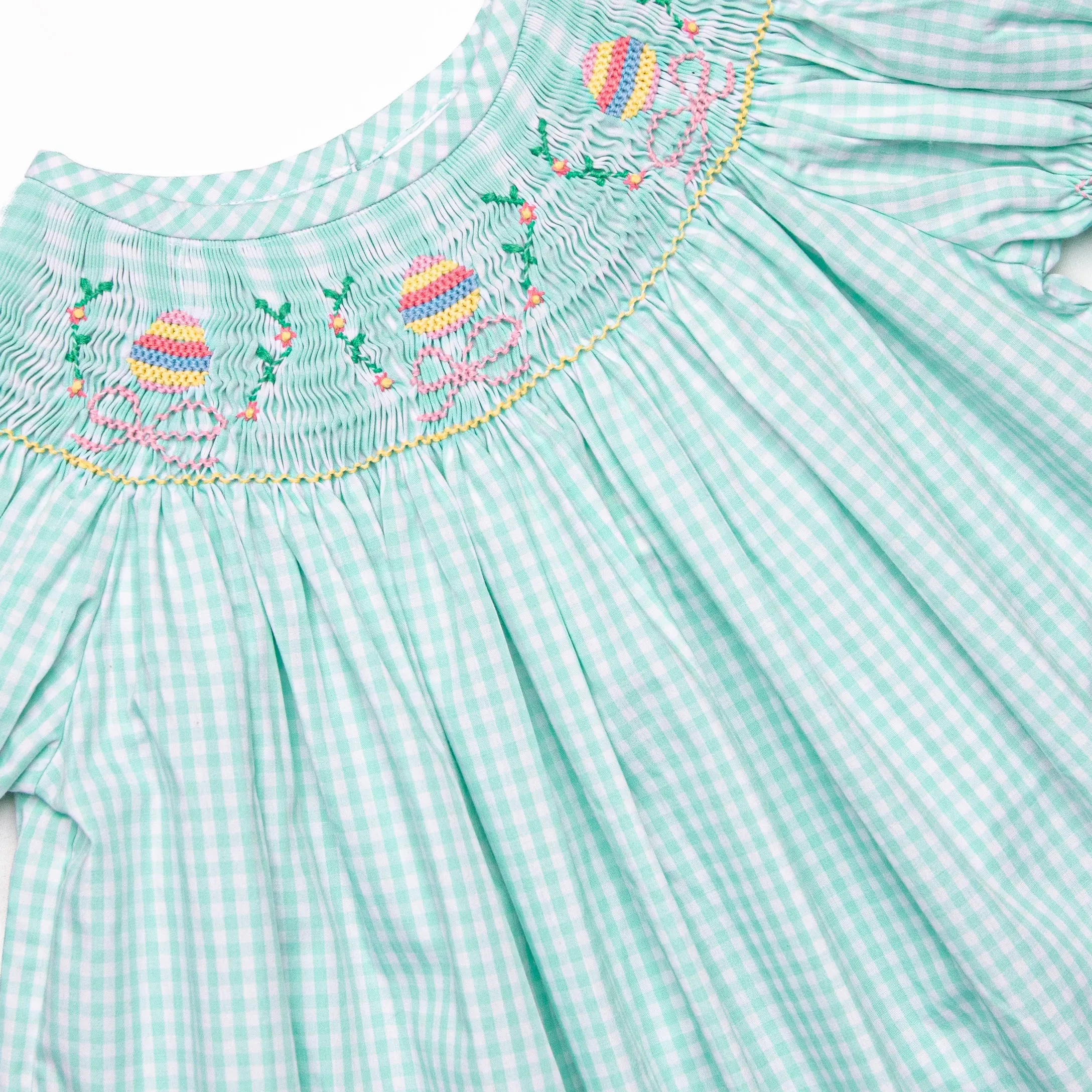 Egg-stra Special Sunday Smocked Bishop Dress, Mint