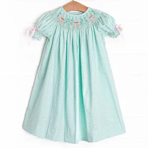 Egg-stra Special Sunday Smocked Bishop Dress, Mint