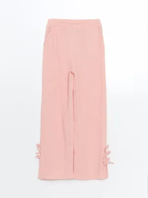 Elastic Waist Bow Detailed Girl Trousers