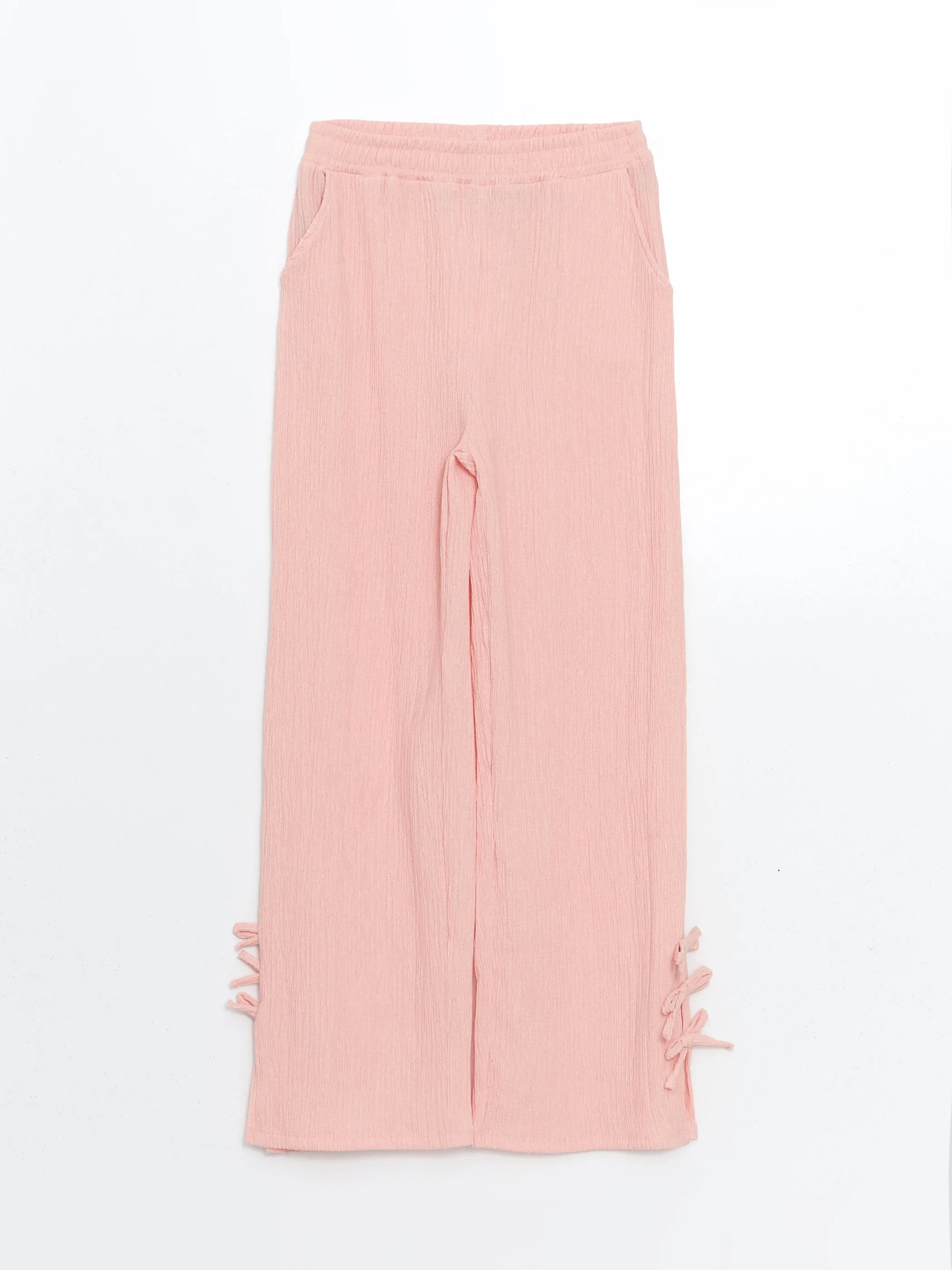 Elastic Waist Bow Detailed Girl Trousers