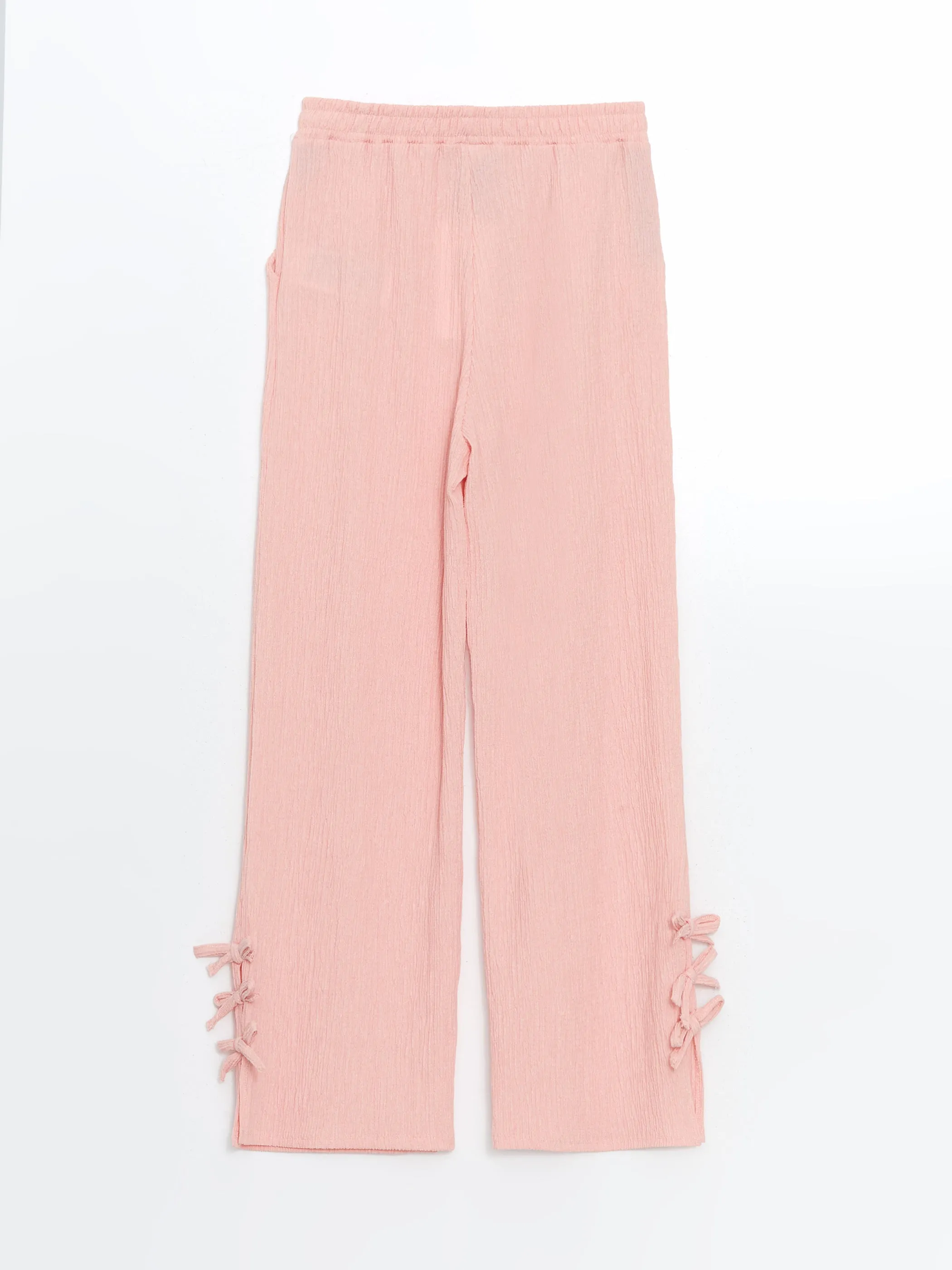 Elastic Waist Bow Detailed Girl Trousers