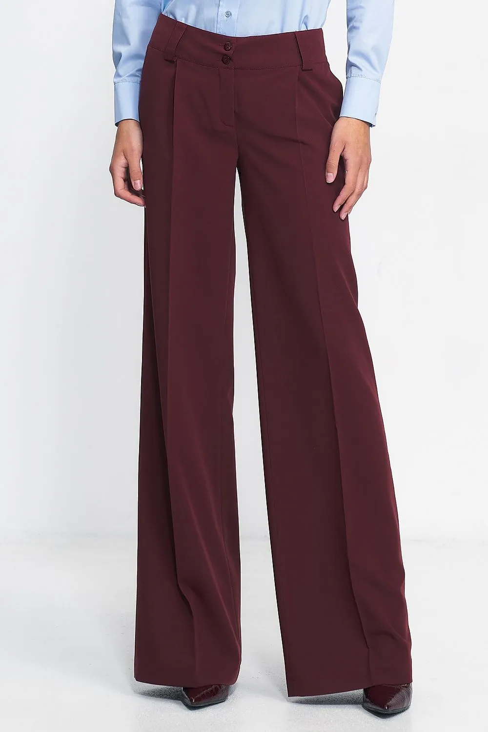 Elevated Waist Wide-Leg Trousers