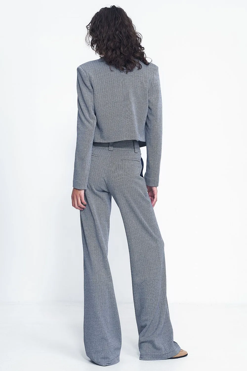 Elevated Waist Wide-Leg Trousers