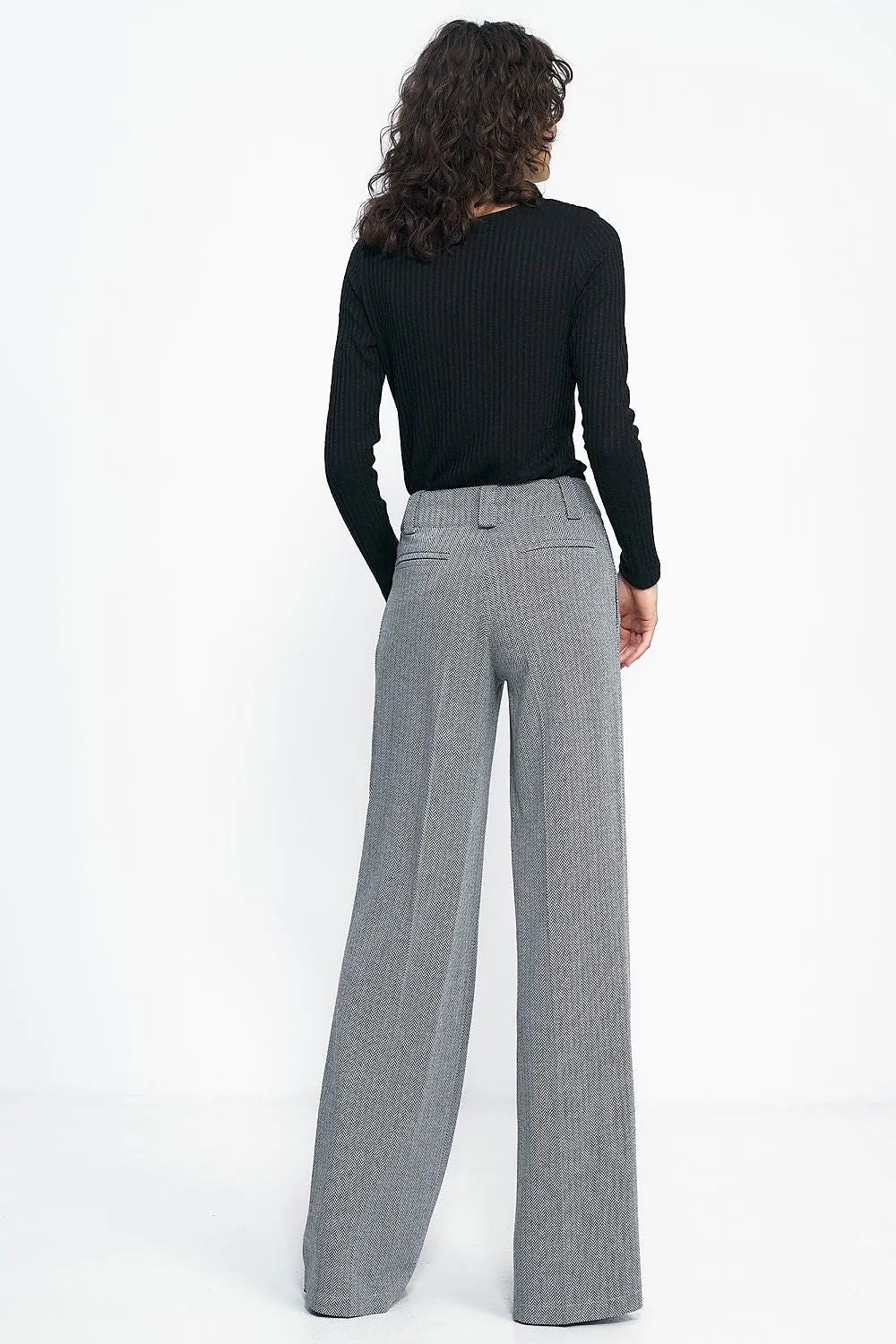 Elevated Waist Wide-Leg Trousers