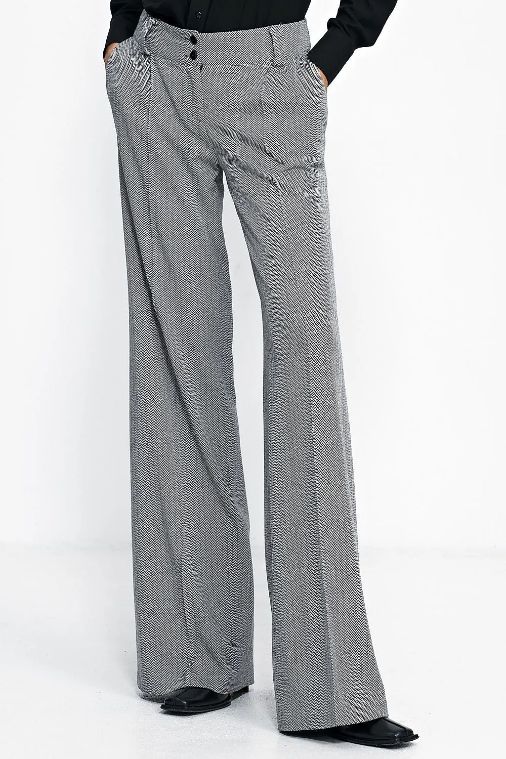 Elevated Waist Wide-Leg Trousers