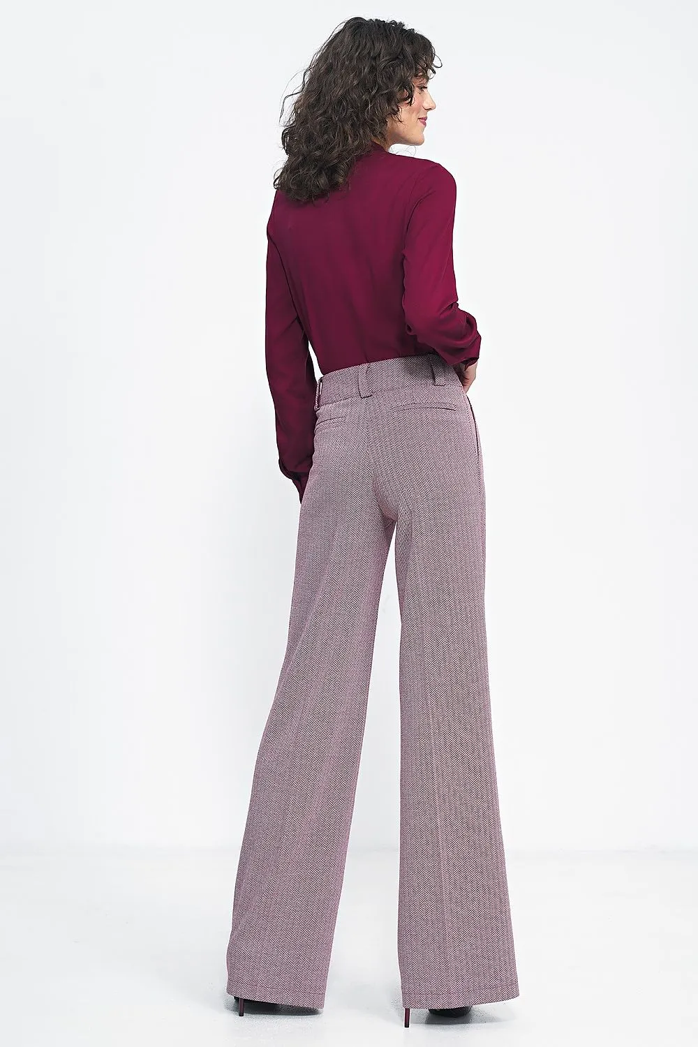 Elevated Waist Wide-Leg Trousers