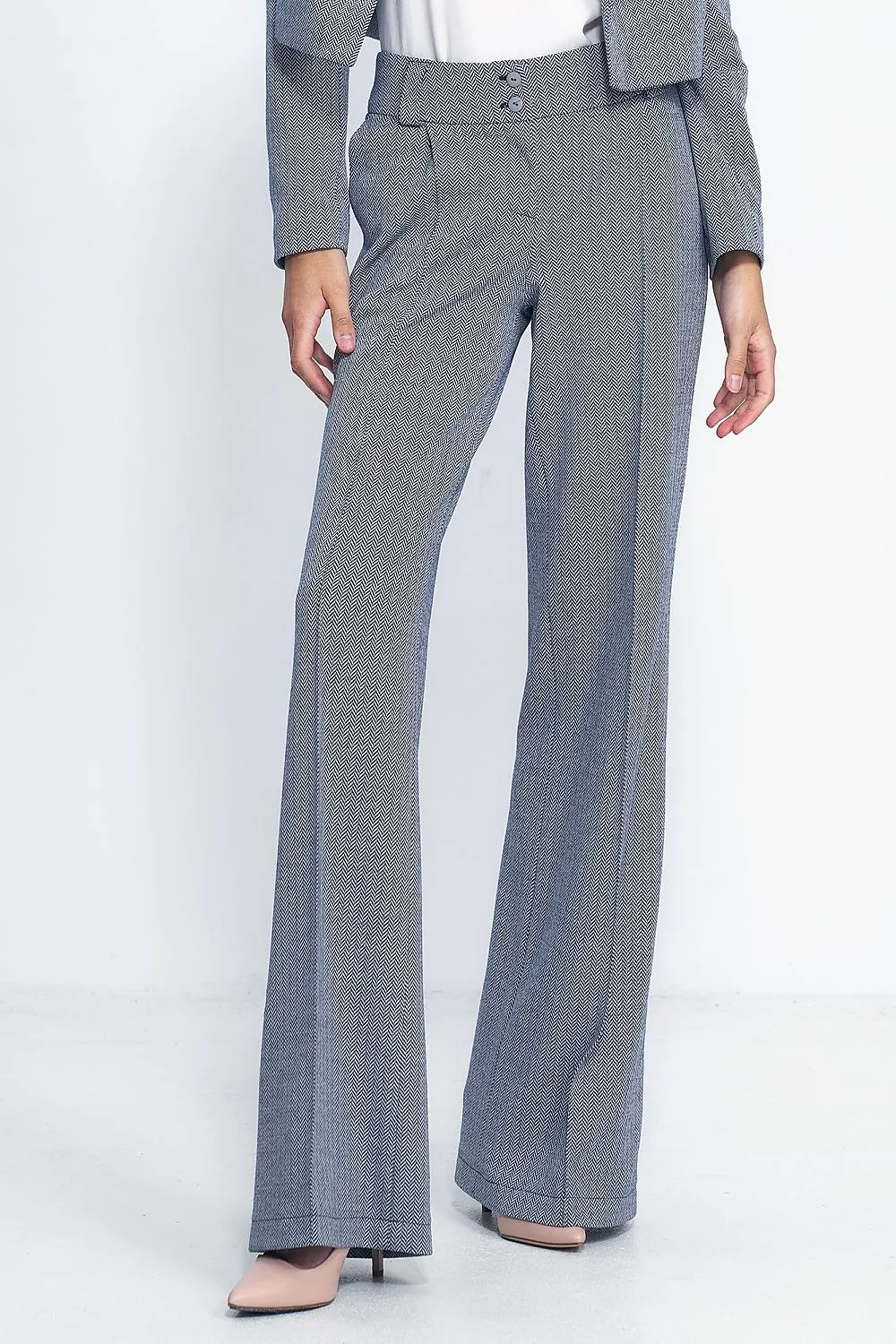 Elevated Waist Wide-Leg Trousers