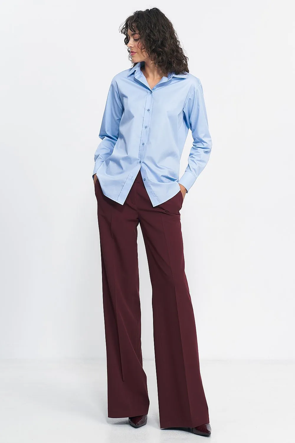 Elevated Waist Wide-Leg Trousers