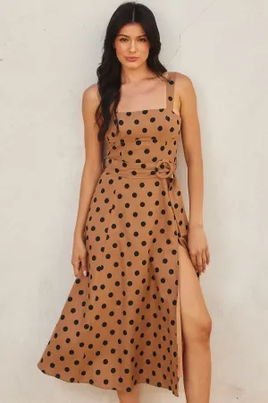 Emily Polka Dot Buckle Midi Dress